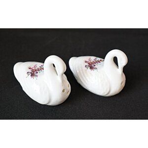 Vintage Jubilee Bone China Swan Salt & Pepper Shakers White